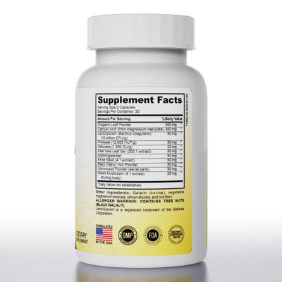 Candida Cleanse with Natural Herbs and Probiotics, Oregano Leaf, Wormwood, Black Walnut, Caprylic Acid