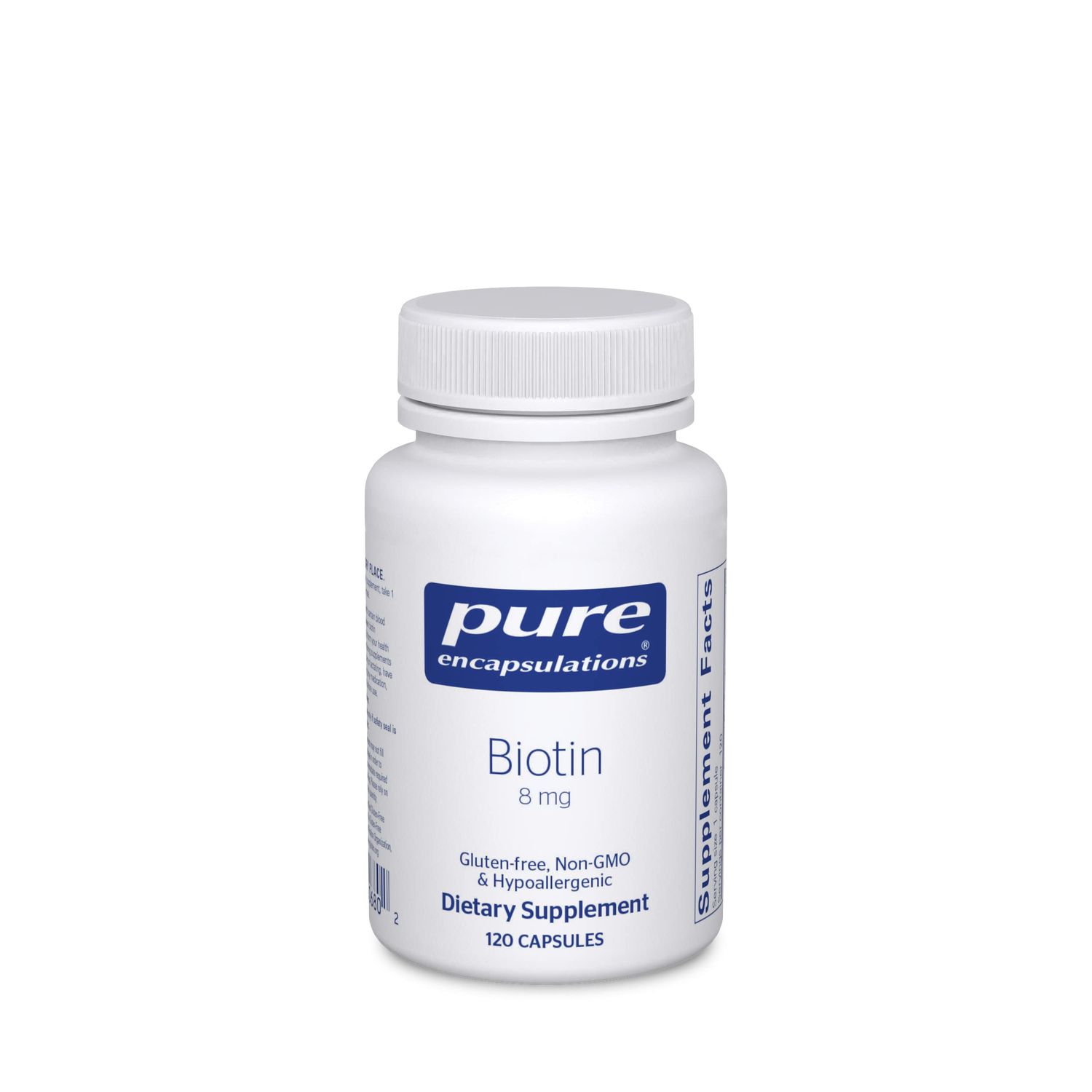 Pure Encapsulations Biotin 8 mg - B Vitamin Supplement to Aid Stress Relief, Hair, Skin &amp; Nail Strengthening, Metabolism, Carbohydrate Support &amp; Nervous System* - with Premium Biotin - 120 Capsules