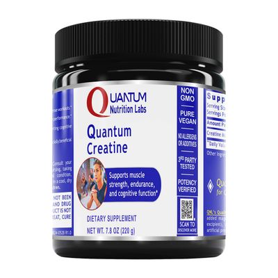 Quantum Nutrition Labs Quantum Creatine - Creatine Monohydrate Powder, Creatine Powder for Men, Women, Vegetarians, Unflavored Vegan Friendly Formula - 7.8 oz (40 Servings)