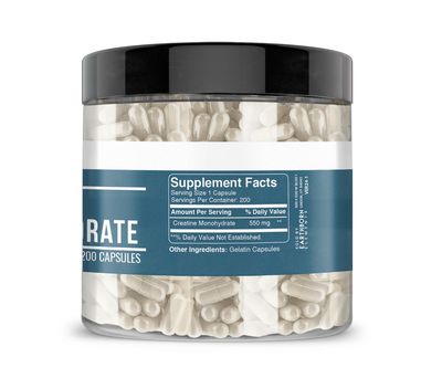 Earthborn Elements Creatine Monohydrate 200 Capsules, Pure &amp; Undiluted, No Additives
