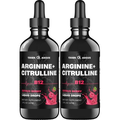 Think Above L-Arginine + L-Citrulline + B12 Liquid Drops, Citrus Berry Flavor, 2 fl oz, Pack of 2