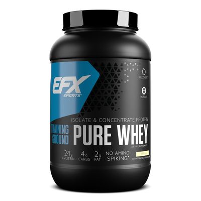 EFX Sports Training Ground Pure Whey Protein Powder | Fast Digesting Isolate &amp; Concentrate | Muscle Growth &amp; Recovery | 24g Protein | 32 Servings (Vanilla)