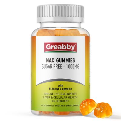 GREABBY NAC Gummies Sugar Free, N Acetyl Cysteine NAC Supplement 1000mg for Antioxidants, Lung &amp; Liver Health, Immune Support, Vegan Orange Flavor,60ct