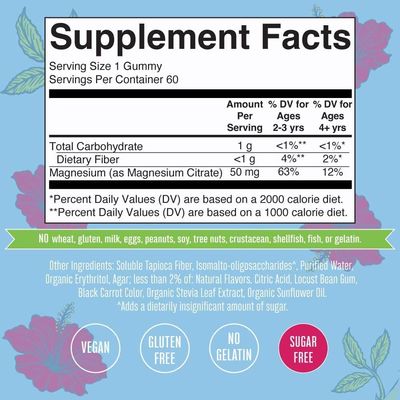 MaryRuth Organics Kids Magnesium Citrate Gummies by MaryRuth's | 2 Month Supply | Sugar-Free | Calm Magnesium Gummies for Kids 2+ | Bone Health | Calcium Absorption | Vegan | 60 Count