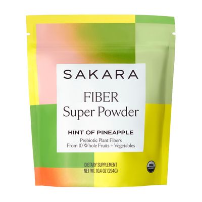 SAKARA Fiber Super Powder - Pineapple Flavor Prebiotic Fiber Powder, High Fiber &amp; Digestive Enzymes Organic Fiber Supplement Powder, Daily Fiber Drink, Acacia Fiber Powder