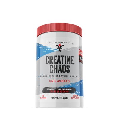 FRONTLINE FORMULATIONS Creatine Chaos, Promotes Lean Muscle Growth, Unflavored, Aids Muscle Recovery, Post-Workout Supplement, Veteren Owned and Operated (60 Servings, Magnesium Creatine Chelate)