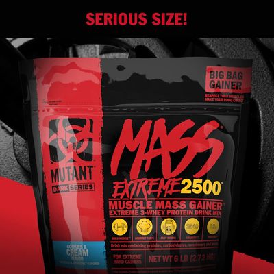 Mutant Mass Extreme Gainer - Whey Protein Powder - Build Muscle Size and Strength - High Density Clean Calories (Cookies and Cream, 12 lbs)