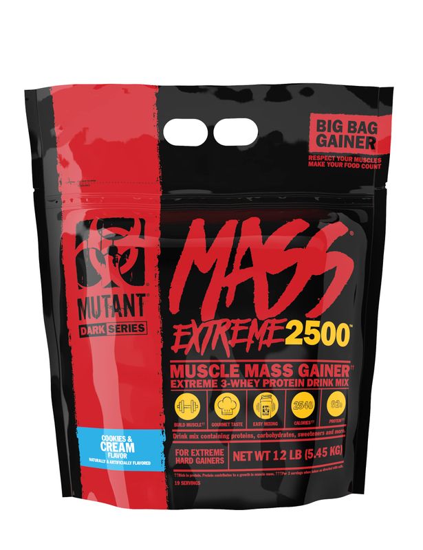 Mutant Mass Extreme Gainer - Whey Protein Powder - Build Muscle Size and Strength - High Density Clean Calories (Cookies and Cream, 12 lbs)
