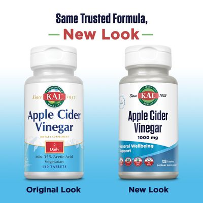 KAL Apple Cider Vinegar Capsules, 500 mg, 120 Count