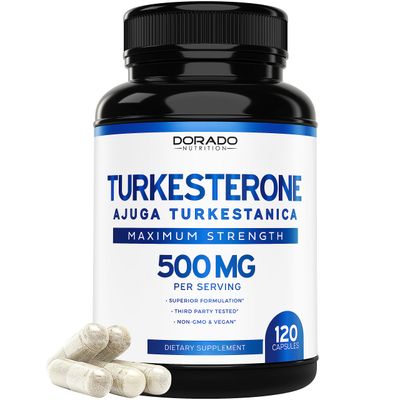 Turkesterone Supplement 500mg (120 Capsules) - Stamina, Drive, Athletic Performance &amp; Muscle Mass - (Ajuga Turkestanica Std. to 10% Turkesterone) (Similar to Ecdysterone) - Non-GMO &amp; Vegan Capsules