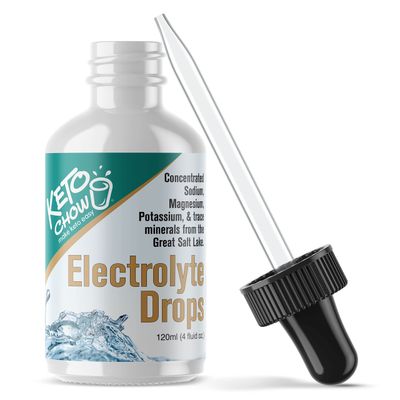 Keto Chow - Electrolyte Hydration Drops - Keto Diets &amp; Intermittent Fasting - Immune Support - Gluten &amp; Sugar Free - Paleo - Sodium, Magnesium, Potassium &amp; Trace Minerals - Unflavored - 4 fl oz