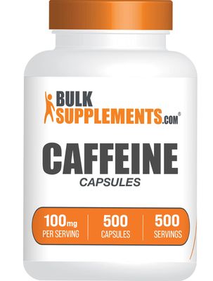 BulkSupplements.com Caffeine 100mg Capsules - Caffeine Supplements, Caffeine Pills 100mg - for Energy Support, 1 Caffeine Capsule per Serving, 500 Capsules (Pack of 1)
