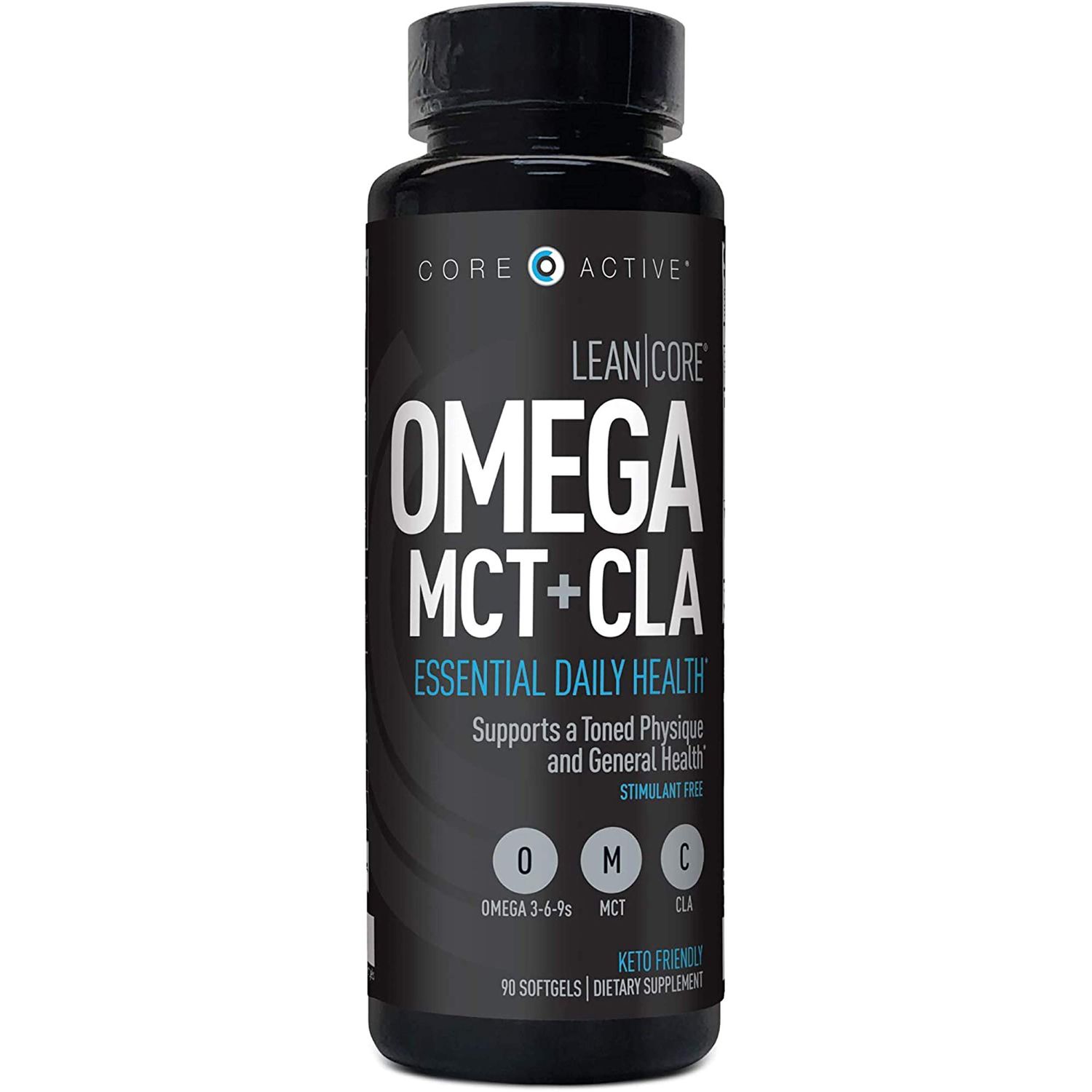 Lean CORE Omega MCT + CLA - Stimulant Free Health Formula, Lean Muscle &amp; Toned Physique, Omega 3-6-9 Fatty Acids - Flaxseed Fish Oil- Coconut Oil- Keto Friendly 30 Day Supply (90 Softgels)