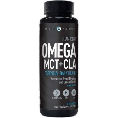 Lean CORE Omega MCT + CLA - Stimulant Free Health Formula, Lean Muscle &amp; Toned Physique, Omega 3-6-9 Fatty Acids - Flaxseed Fish Oil- Coconut Oil- Keto Friendly 30 Day Supply (90 Softgels)