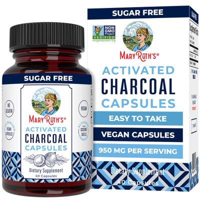 MaryRuth Organics Activated Charcoal Capsules | Supplement for Natural Detoxification | Alleviates Gas | Derived from Coconut Shells | Vegan | Non-GMO | Gluten Free | 40 Count
