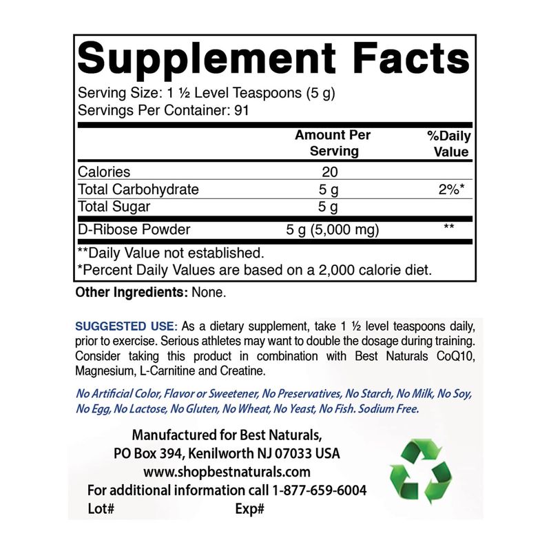 Best Naturals D-Ribose Powder 1 Pound