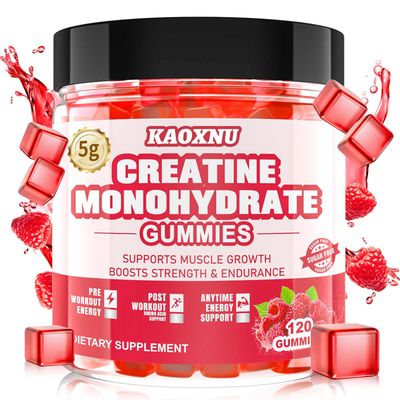 Creatine Monohydrate Gummies for Men &amp; Women 120 CT - 5000mg of Creatine Monohydrate per Serving - Sugar Free Chewable Creatine for Muscle Strength, Muscle Builder, Energy Boost (Raspberry Flavor)