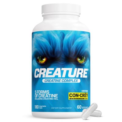 CREATURE Creatine Complex - Creatine Monohydrate Capsules with 5 Types of Creatine Including Con-Crt Creatine HCL, Promotes Muscle, Strength, Endurance, Brain Health, 180 Veggie Caps, 60 Servings
