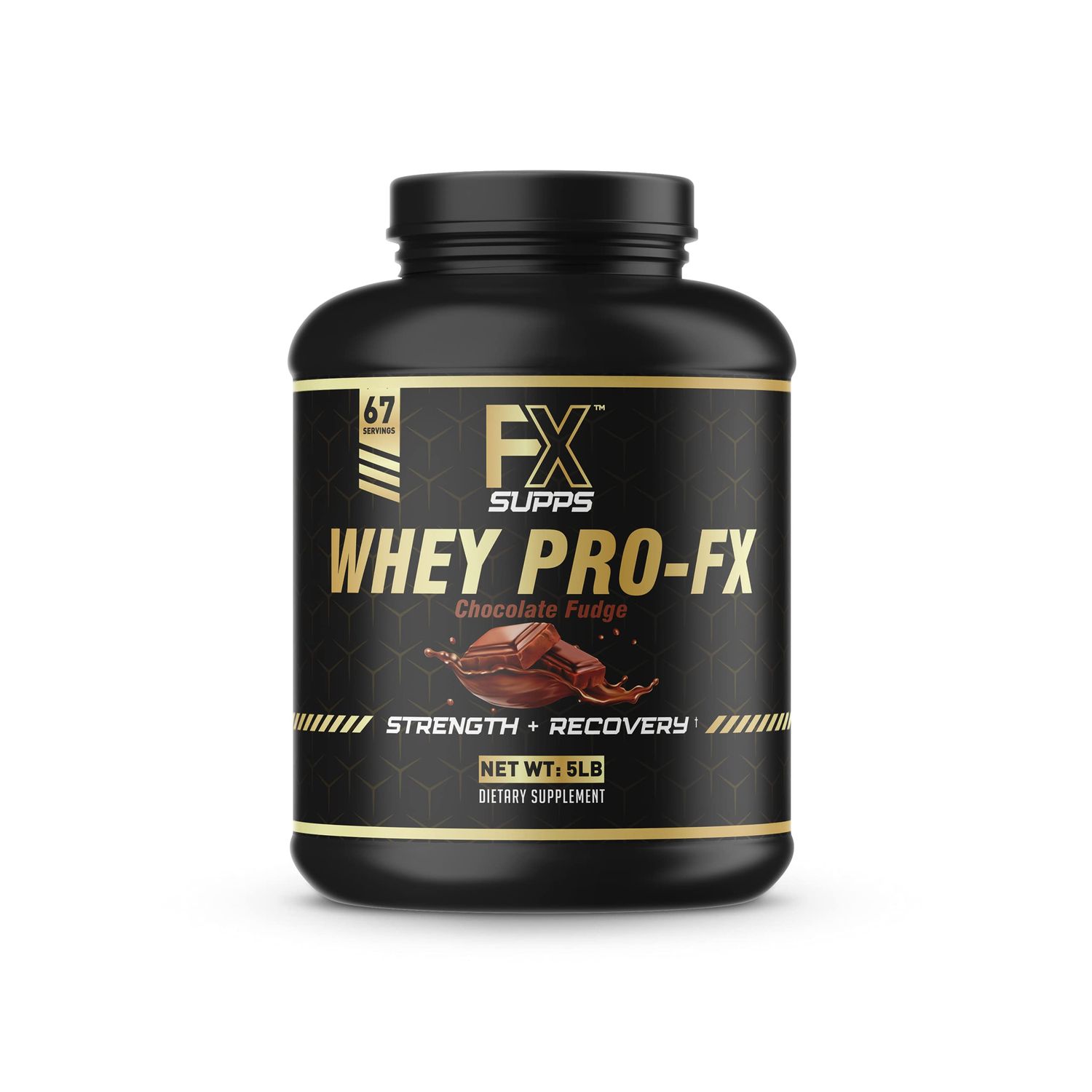 FXSUPPS Whey Pro-FX Protein Powder (Chocolate) Ideal Post Workout Recovery Supplement with Naturally Occurring BCAA for Men and Women, Supports Muscle Recovery and Strength, 5.0 Pound
