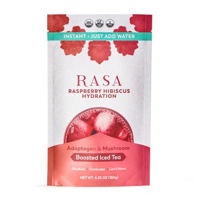 Rasa Raspberry Hibiscus Hydration | Organic Boosted Iced Tea with Adaptogens and Mushrooms | Gluten-Free, Premium Electrolyte Powder Drink Mix, Refreshing Hydration (6 oz / 24 Servings)