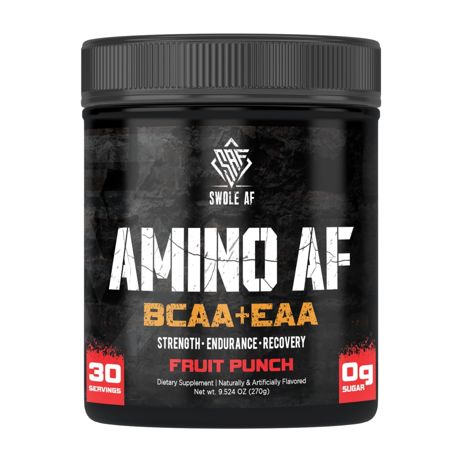 Swole AF | Amino AF BCAA + EAA | Essential Amino Acids for Muscle Gain Endurance &amp; Recovery | Dietary Supplement for Enhanced Mood Faster Metabolism | Fruit Punch