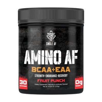 Swole AF | Amino AF BCAA + EAA | Essential Amino Acids for Muscle Gain Endurance &amp; Recovery | Dietary Supplement for Enhanced Mood Faster Metabolism | Fruit Punch