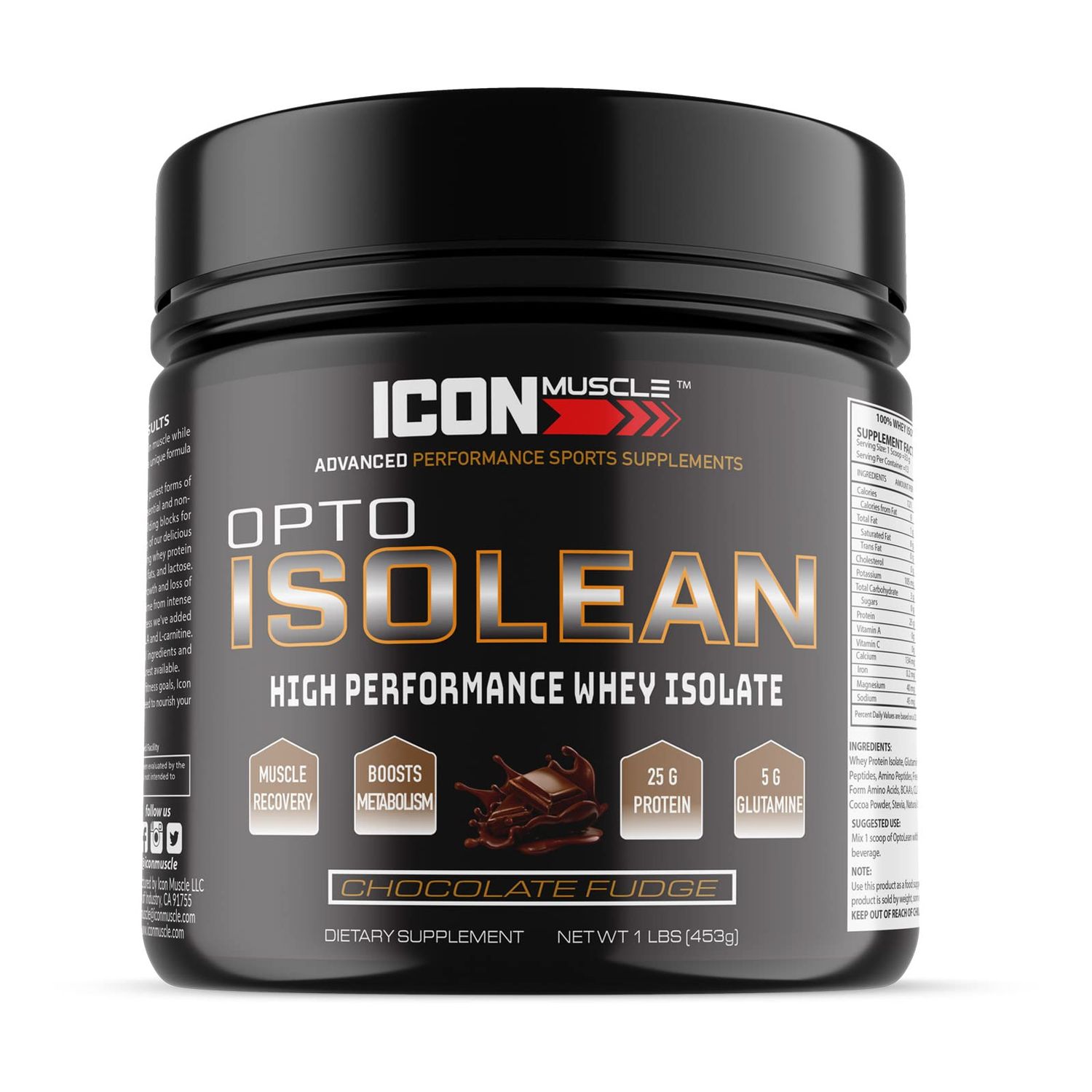 Icon Muscle Isolean Whey Protein Powder, Chocolate, 1 Pound