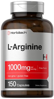 Horbach L Arginine 1000mg Capsules | 150 Powder Pills | Free Form | Non-GMO &amp; Gluten Free Supplement