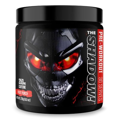 JNX SPORTS The Shadow! 350mg of Caffeine Hard Core Preworkout -Electric Energy, Mental Focus, Superhuman Strength, Men &amp; Women - Fruit Punch 30 Servings