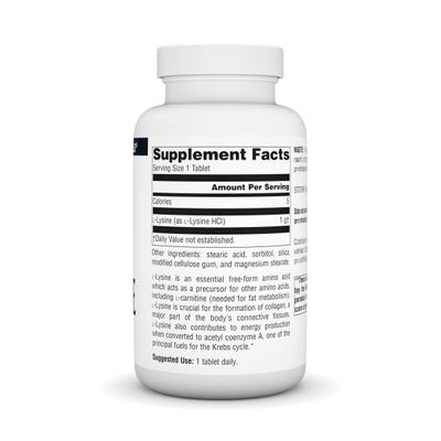Source Naturals L-Lysine Free Form -Amino Acid Supplement Supports Energy Formation &amp; Collagen* - 100 Tablets