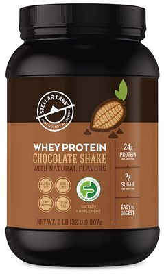 Stellar Labs Whey Protein Powder with BCAA&#39;s &amp; Whey Isolate | Certified Low FODMAP, Non GMO, Gluten Free, Low Carb, Keto, with Stevia | All Natural Lean Post Workout Shakes | Chocolate