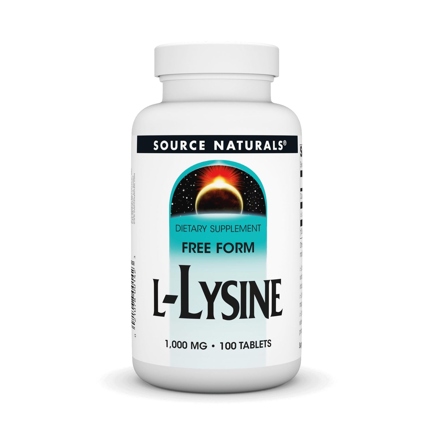 Source Naturals L-Lysine Free Form -Amino Acid Supplement Supports Energy Formation &amp; Collagen* - 100 Tablets