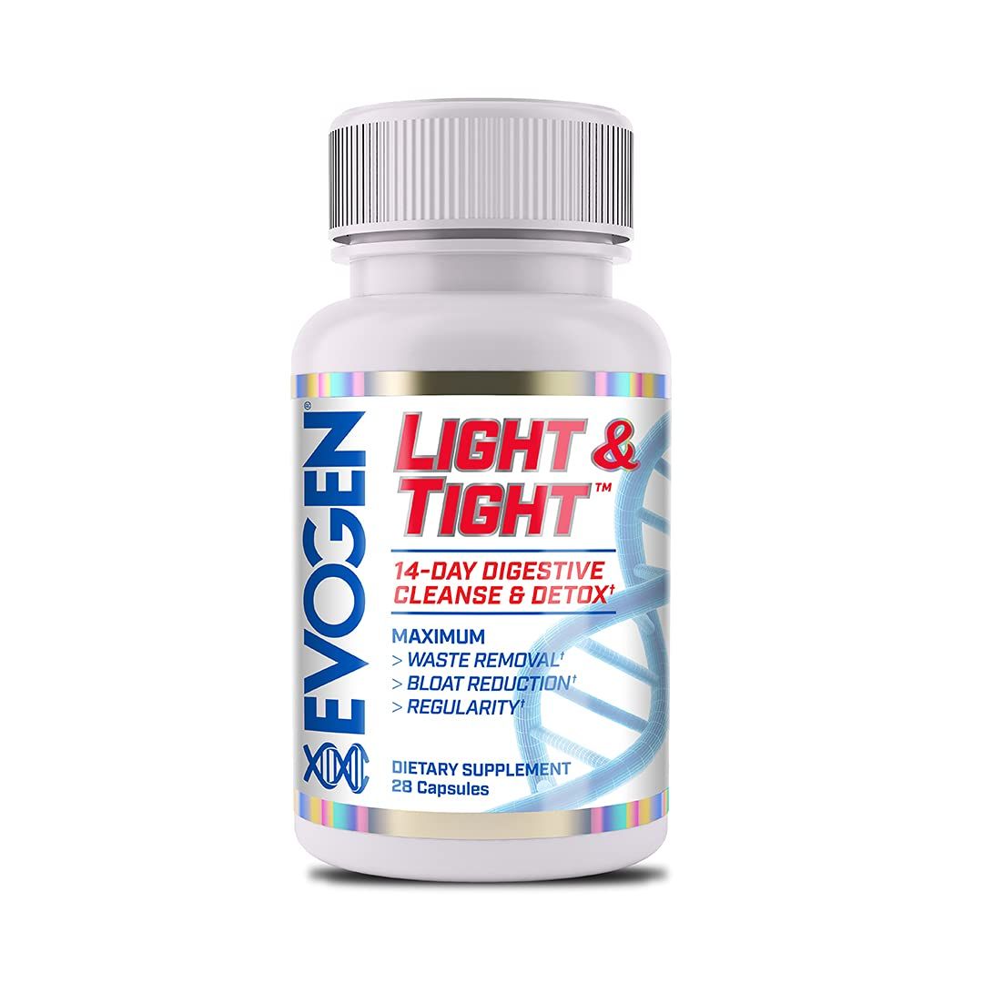 Evogen Light &amp; Tight - 14-Day Digestive Cleanse &amp; Detox | Supports Detox, Gut Balance, &amp; GI Comfort | Senna Extract, PreforPro Prebiotic, Magnesium Citrate | 28 Capsules