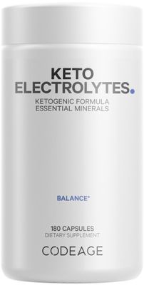 Codeage Keto Electrolytes Supplement - Vegan Electrolyte Tablets w Magnesium, Potassium, Calcium &amp; Salt - Electrolyte Powder Salt Pills &amp; Drink Hydration Supplements - Non-GMO Keto Diet - 180 Capsules