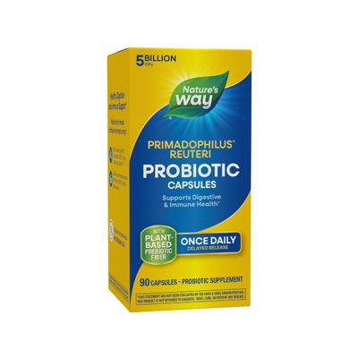 Nature&#39;s Way Primadophilus Reuteri Probiotic, Supports Digestive &amp; Immune Health*, 5 Billion Live Cultures, 90 Capsules (Packaging May Vary)