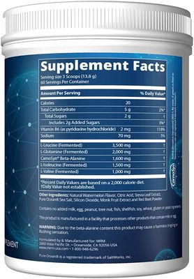 MRM Nutrition Reload BCAA+G Post-Workout Recovery | Watermelon Flavored | 9.6g Amino Acids | with CarnoSyn | Muscle Recovery | Keto Friendly | 840g, 67 Servings