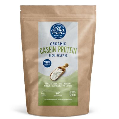 Ekopura Organic Casein Protein - Purely Natural - 78% Protein - from Happy Grass fed German Cows - No additives - 500g