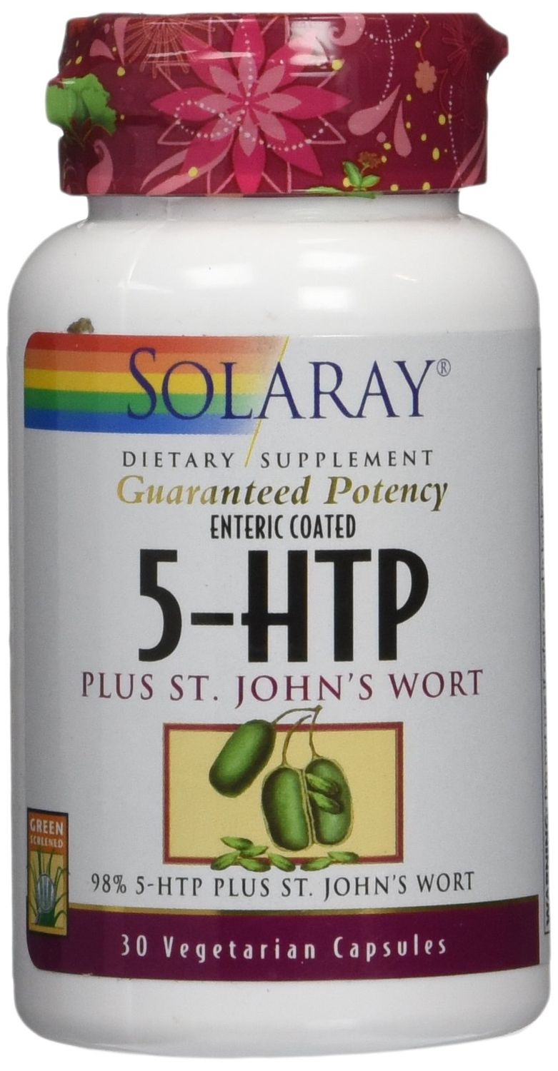 Solaray 5-HTP Plus St John&#39;s Wort - 30 Enteric-Coated Capsules - 100 mg - 30 Servings