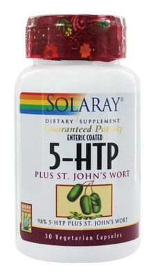 Solaray 5-HTP Plus St John's Wort - 30 Enteric-Coated Capsules - 100 mg - 30 Servings