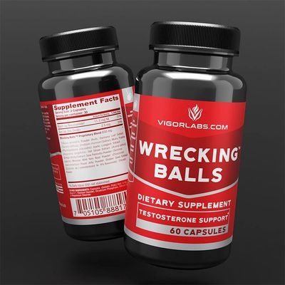 Vigor Labs Wrecking Balls (60 Capsules), Supports The Natural Production of Essential Male Hormones by Your Body to Support Fuller Drive, Male Vitality, and Increased Stamina. (Made in The USA)