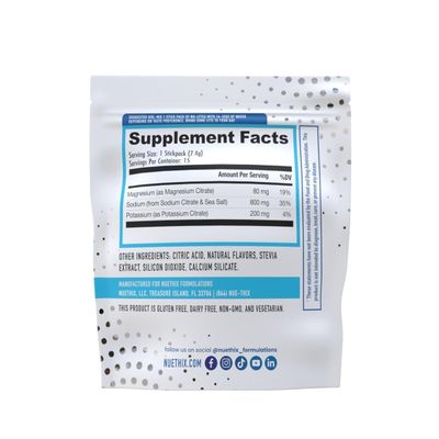 NuEthix Formulations NU-LYTES Electrolytes Hydration Packets, Zero Calories, Zero Sugar, Zero Carbs, Non-GMO, Electrolytes Powder Packets, Glycogen Replenishment, 15 Servings (Lemon Lime)