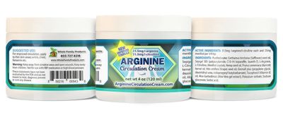 Arginine Circulation Cream 4 oz - Menthol, L Arginine & L Citrulline Lotion - Supports Healthy Leg & Body Blood Flow - Whole Family Products