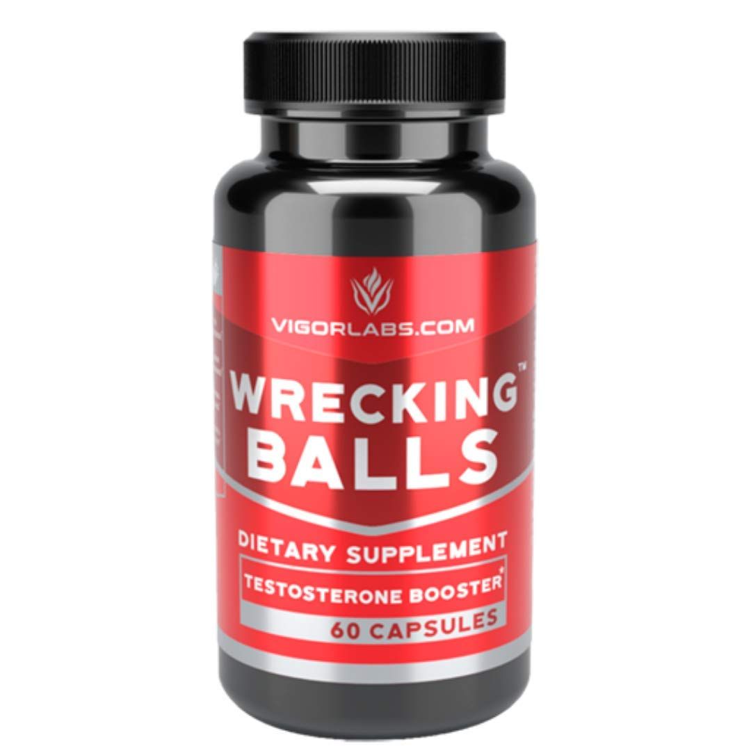 Vigor Labs Wrecking Balls (60 Capsules), Supports The Natural Production of Essential Male Hormones by Your Body to Support Fuller Drive, Male Vitality, and Increased Stamina. (Made in The USA)