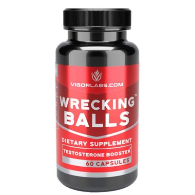 Vigor Labs Wrecking Balls (60 Capsules), Supports The Natural Production of Essential Male Hormones by Your Body to Support Fuller Drive, Male Vitality, and Increased Stamina. (Made in The USA)