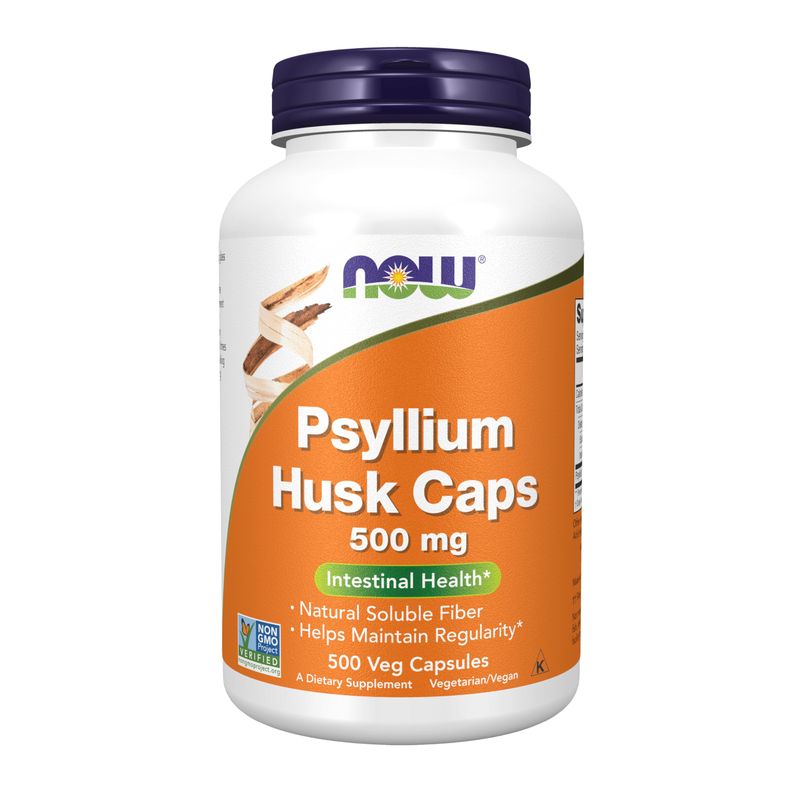 NOW Foods Supplements, Psyllium Husk Caps 500 mg, Non-GMO Project Verified, Natural Soluble Fiber, Intestinal Health*, 500 Veg Capsules