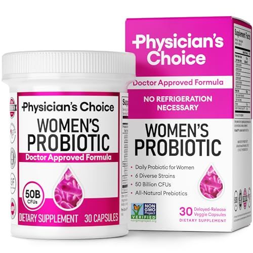 Physician&#39;s Choice Probiotics for Women - PH Balance, Digestive, UT, &amp; Feminine Health - 50 Billion CFU - 6 Unique Strains for Women - Organic Prebiotics, Cranberry Extract+ - Women Probiotic - 30 CT