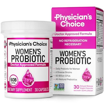 Physician&#39;s Choice Probiotics for Women - PH Balance, Digestive, UT, &amp; Feminine Health - 50 Billion CFU - 6 Unique Strains for Women - Organic Prebiotics, Cranberry Extract+ - Women Probiotic - 30 CT