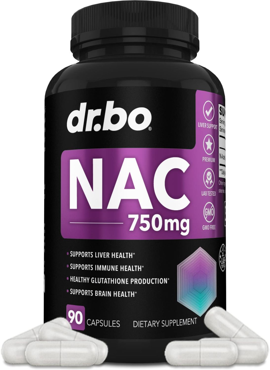 NAC Supplement N-Acetyl Cysteine Pills - 750mg N Acetyl Cysteine Pure Vitamin Capsule - Daily Liver Support Formula for Lung Cleanse Health, Kidney Detox, Brain &amp; Respiratory Supplements - 90 Capsules