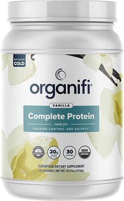Organifi Complete Protein Vanilla Flavor - Organic Vegan Plant Based Protein Powder with Digestive Enzymes - 30 Day Supply - No Soy, Dairy, or Gluten
