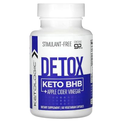 Ketologic BHB Caps + Apple Cider Vinegar (60 Capsules) - Ketone Supplement, 30 Servings
